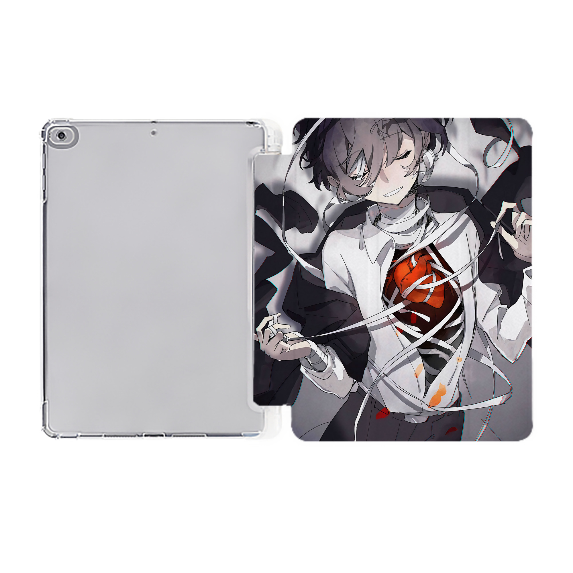 （画像用） 文豪ストレイドッグス Bungo Stray Dogs IPad ケース ペン収納付き 三つ折りスタンド PUレザー×シリコン 対応機種9.5/10.5/10.9インチ
